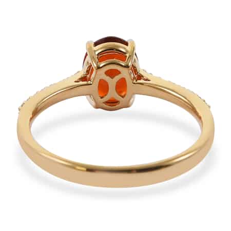 Appraised ILIANA 18K Yellow Gold AAA Crimson Fire Opal and G-H SI Diamond Ring 3.40 Grams 1.30 ctw image number 2