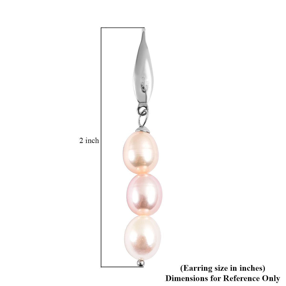 Freshwater Multi Color Pearl Drop Threader Earrings in Stainless Steel image number 3