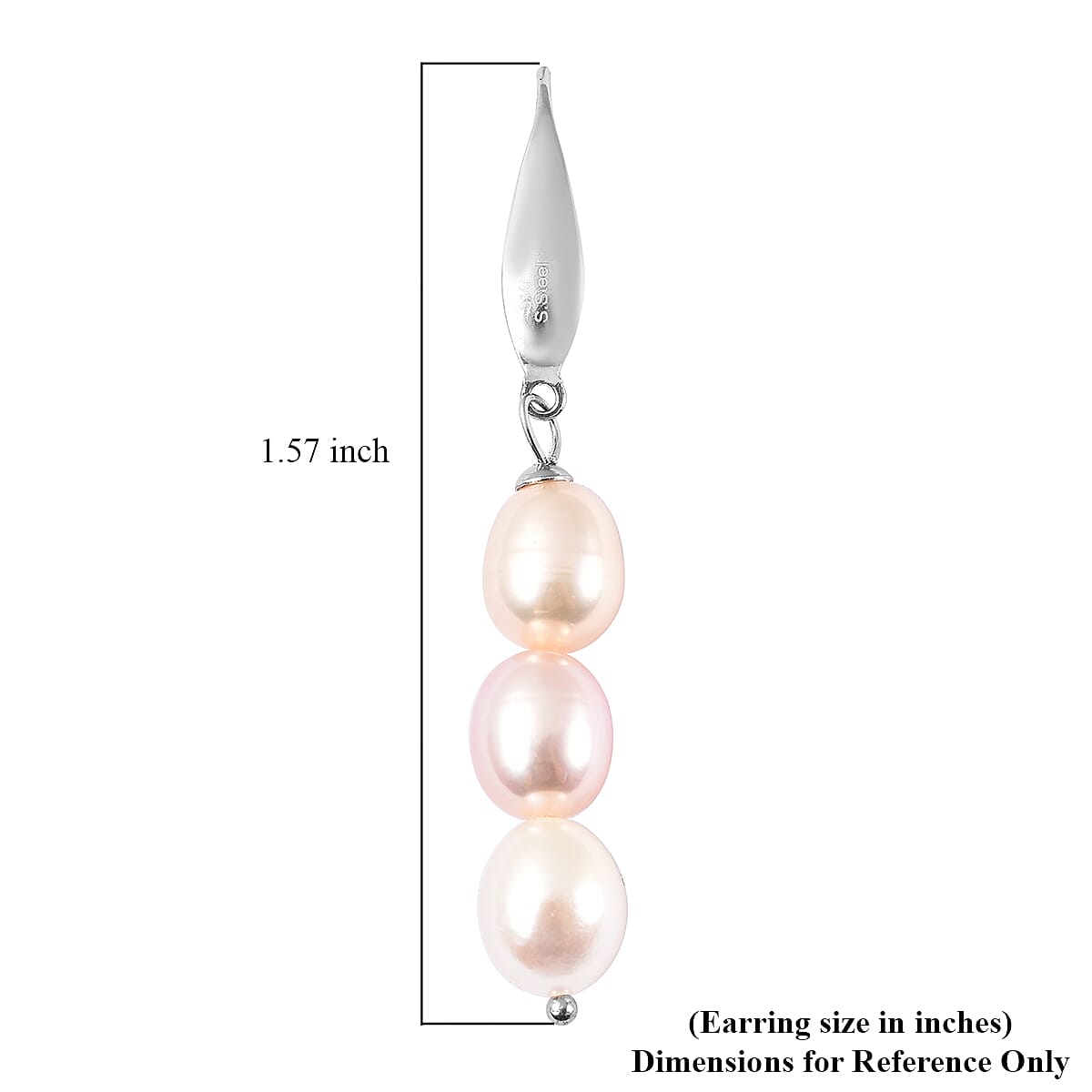 Freshwater Multi Color Pearl Drop Threader Earrings in Stainless Steel image number 4