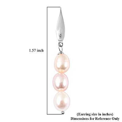 Freshwater Multi Color Pearl Drop Threader Earrings in Stainless Steel