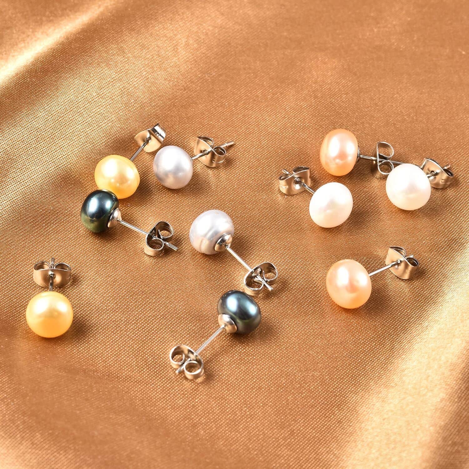 Coloured pearl sales stud earrings