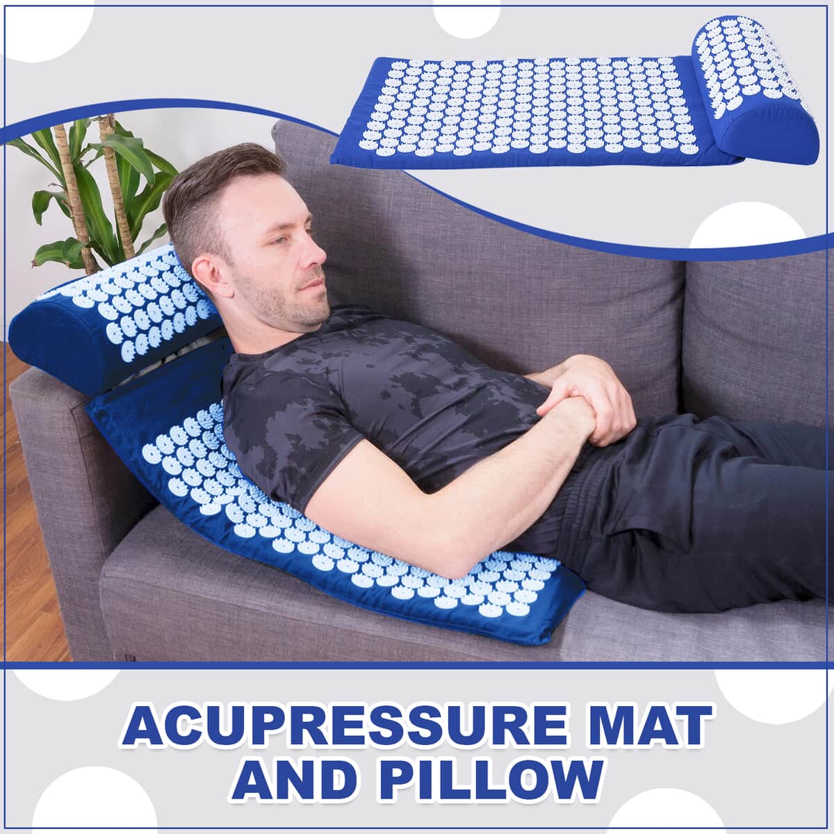 HOMESMART Blue Acupressure Mat with Pillow image number 1
