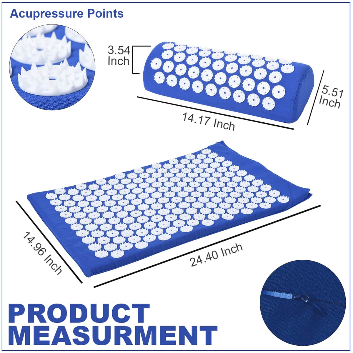 HOMESMART Blue Acupressure Mat with Pillow image number 3