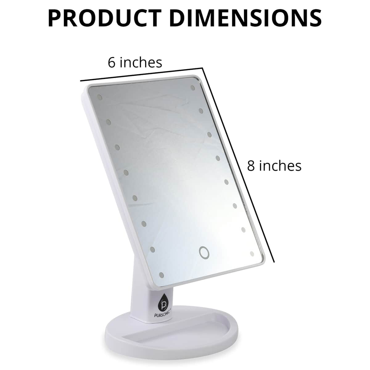 Pursonic White LED Touch Dimmable Vanity Makeup Mirror with Detachable 5x Mirror (4AA Batteries) image number 3