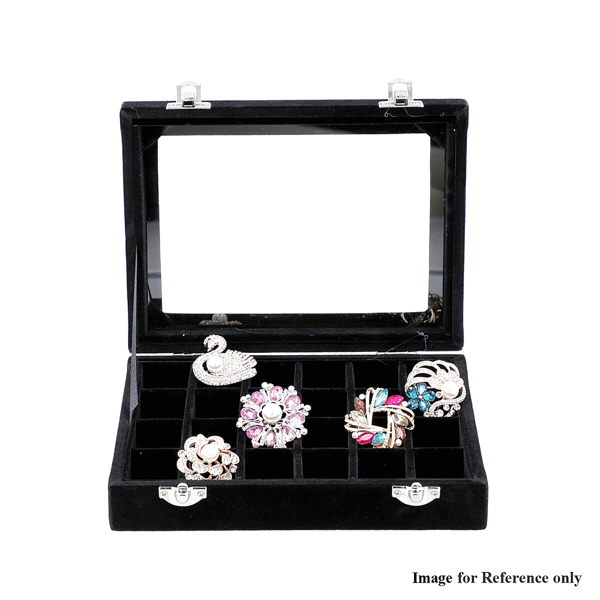 LIMITED EDITION Black Faux Velvet Detachable Compartment Jewelry Organizer image number 5