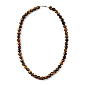 Yellow Tiger's Eye 185.00 ctw Beaded Necklace in Sterling Silver 18 Inches