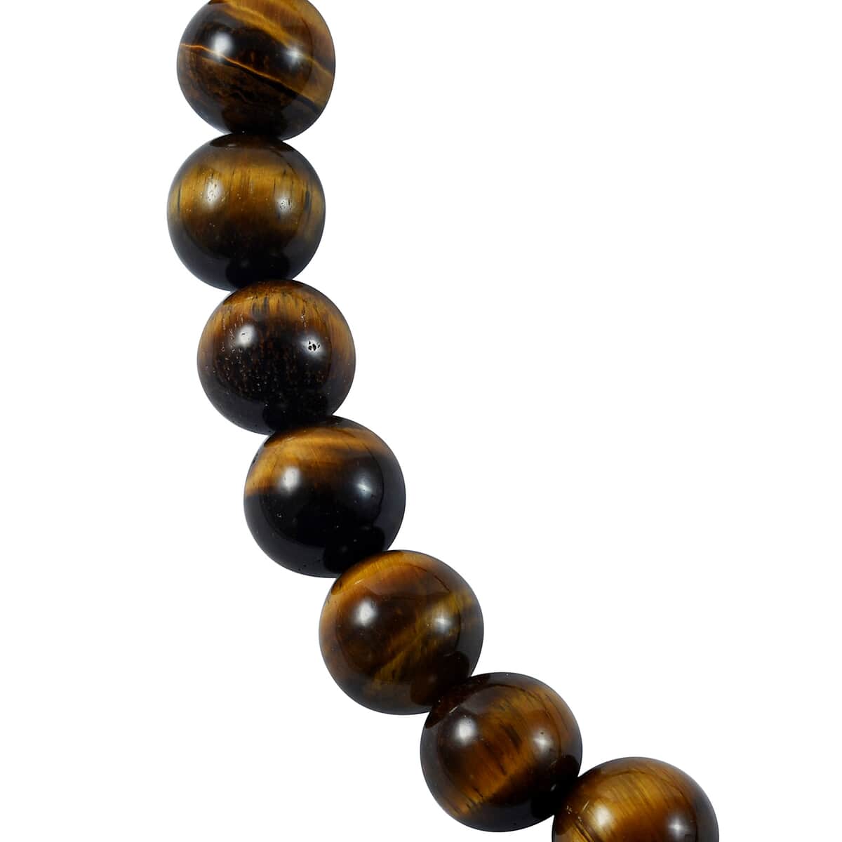 Yellow Tiger's Eye Beaded Necklace 18 Inches in Sterling Silver 185.00 ctw image number 2