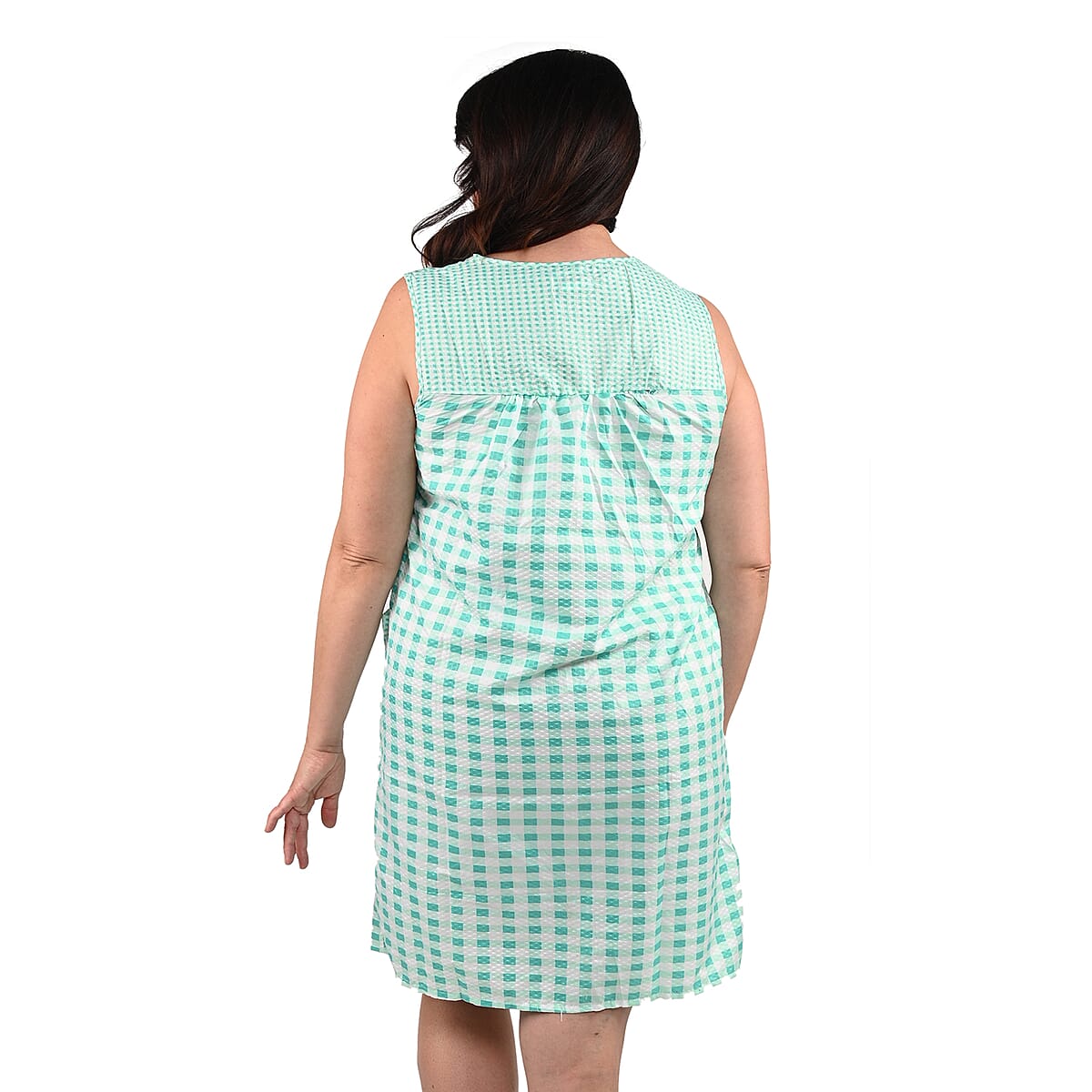 Lati Fashion Sleeveless Zip Front House Dress (Cotton & Polyester, L)- Mint image number 2