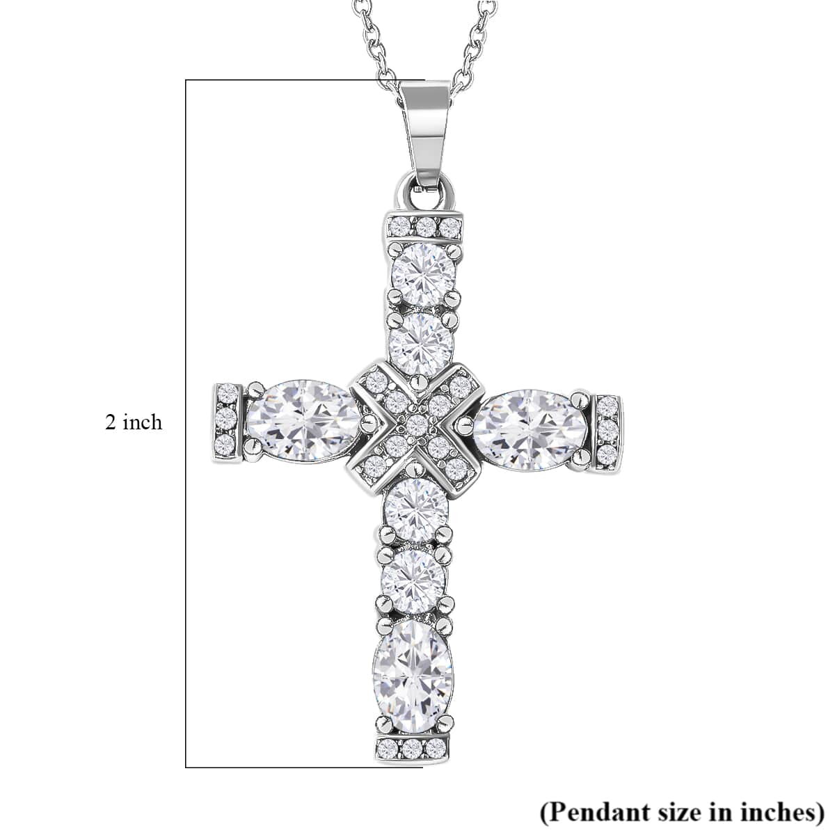 Simulated Diamond and Austrian Crystal Pendant Necklace 20 Inches in Stainless Steel image number 5