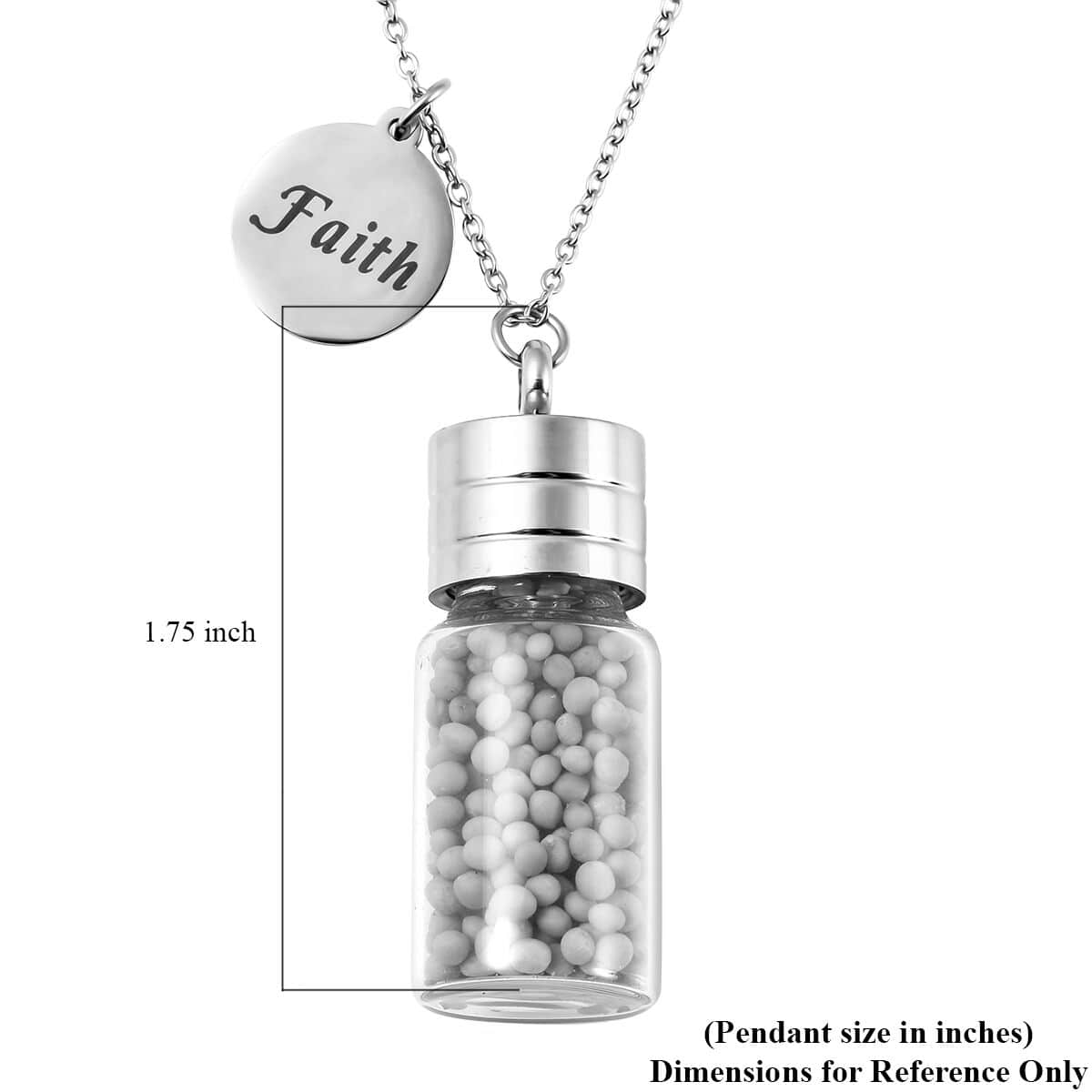 Mustard Seeds Glass Bottle Charm Pendant Necklace 20 Inches in Stainless Steel image number 4
