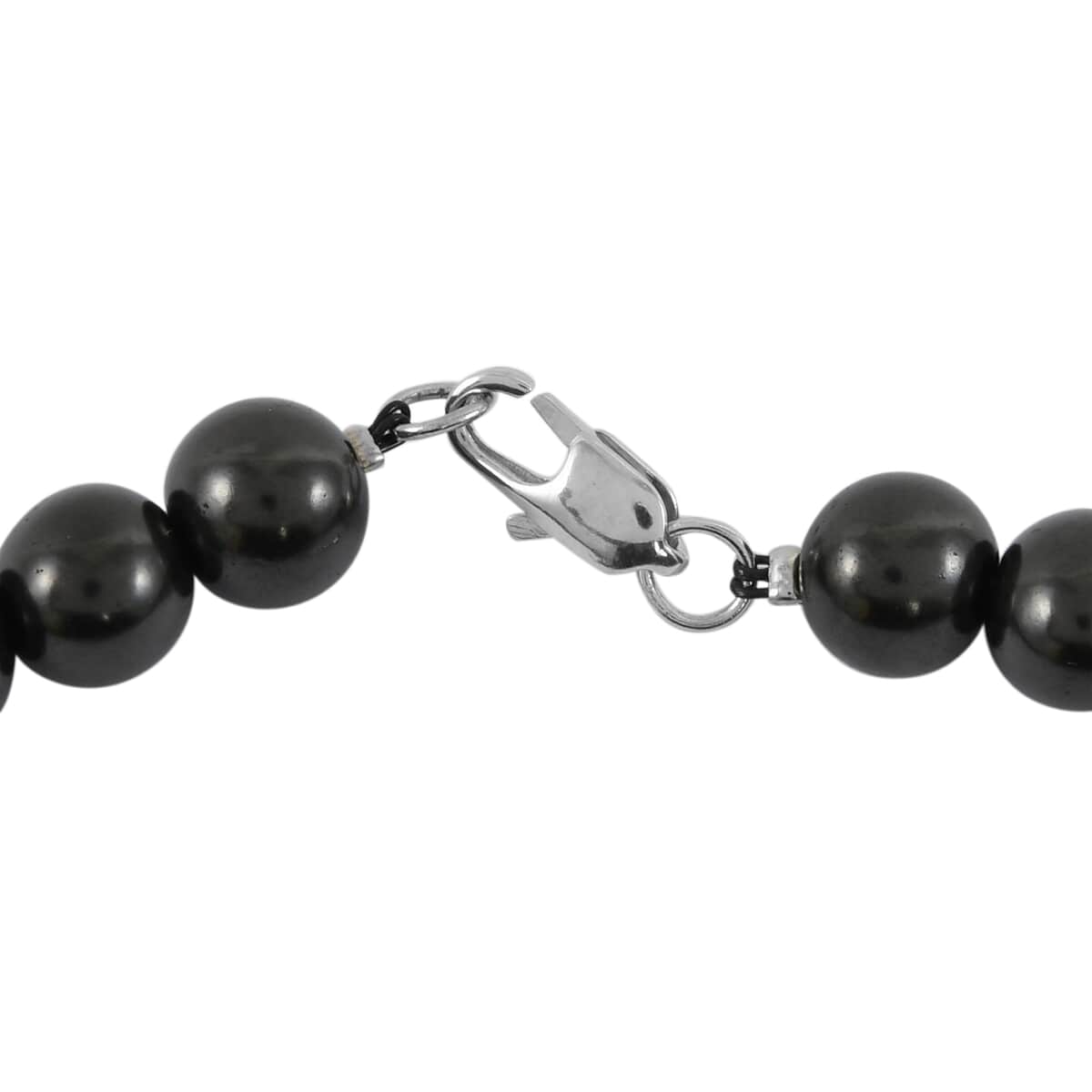 Shungite 8mm Beaded Necklace 18 Inches in Silvertone 195.00 ctw image number 1