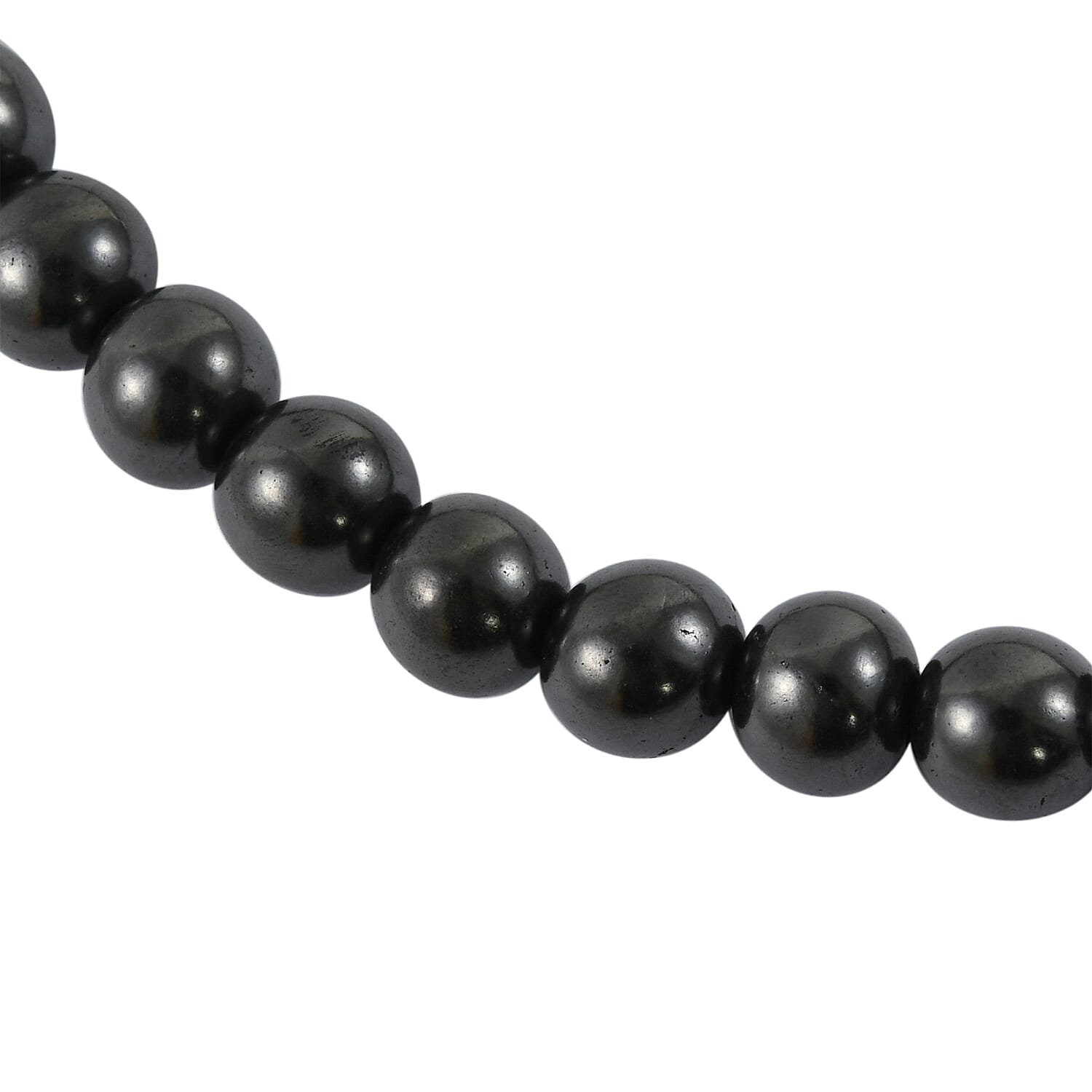 Shungite 8mm Beaded Necklace 18 Inches in Silvertone 195.00 ctw