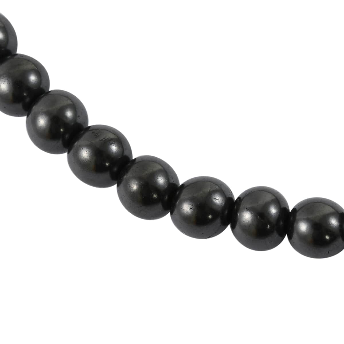 Shungite 8mm Beaded Necklace 18 Inches in Silvertone 195.00 ctw image number 2