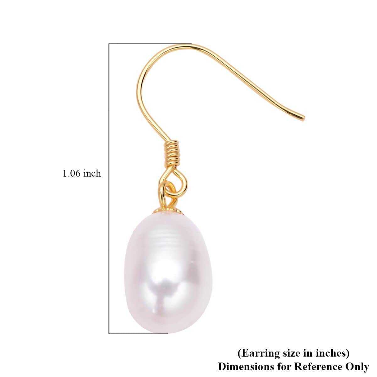 Freshwater White Pearl Drop Earrings in 14K Yellow Gold Over Sterling Silver image number 2