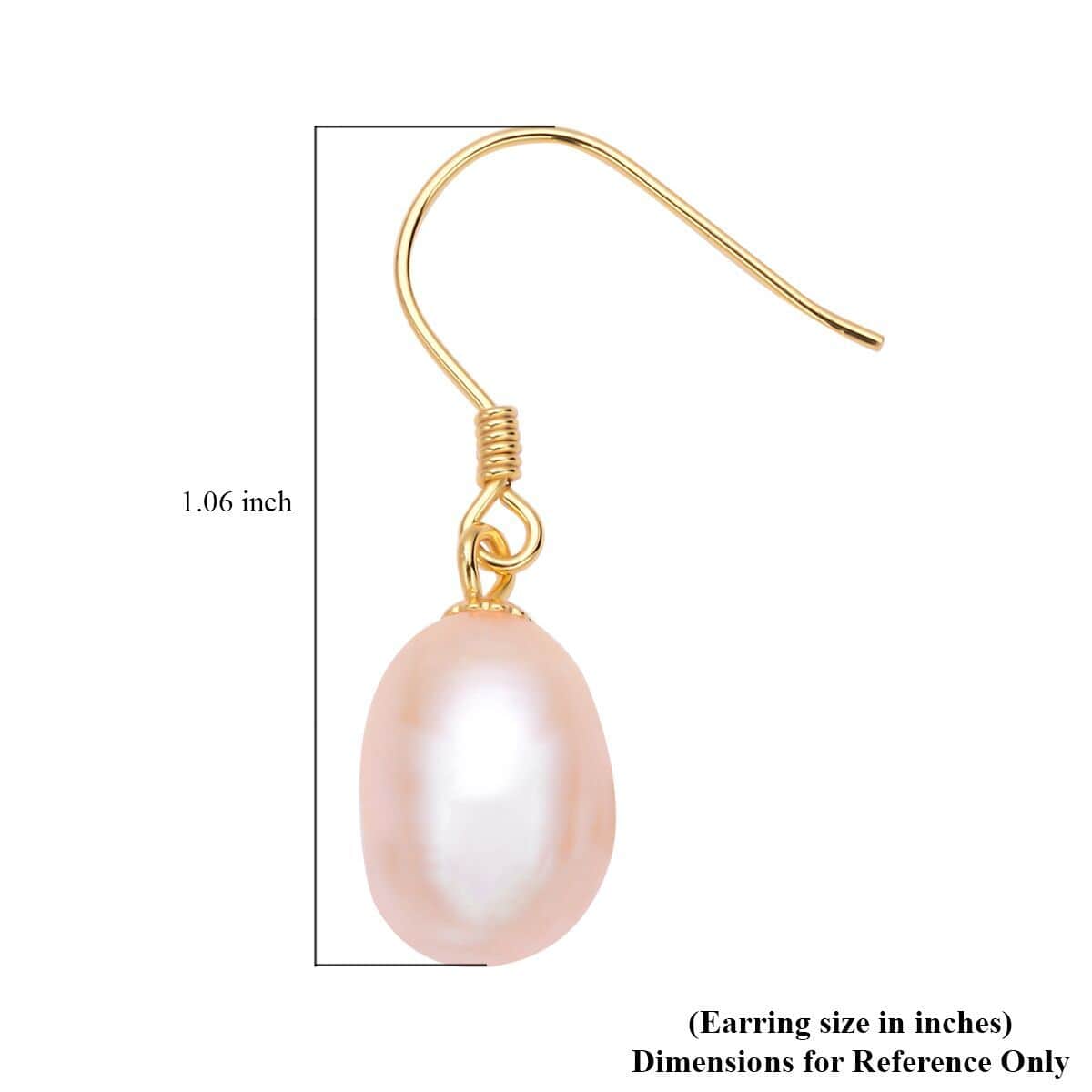 Freshwater Peach Pearl Earrings in 14K Yellow Gold Over Sterling Silver image number 2