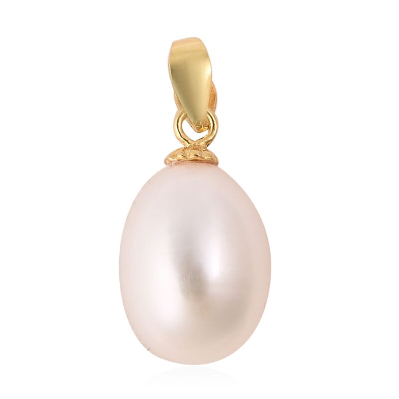 Freshwater  Pearl Drop Earrings Solitaire Pendant in 14K YG Over Sterling Silver| Pearl Jewelry For Birthday Gifts