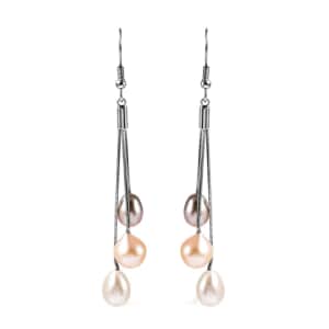 Mother’s Day Gift Freshwater Multi Color Pearl Drop Earrings in Stainless Steel