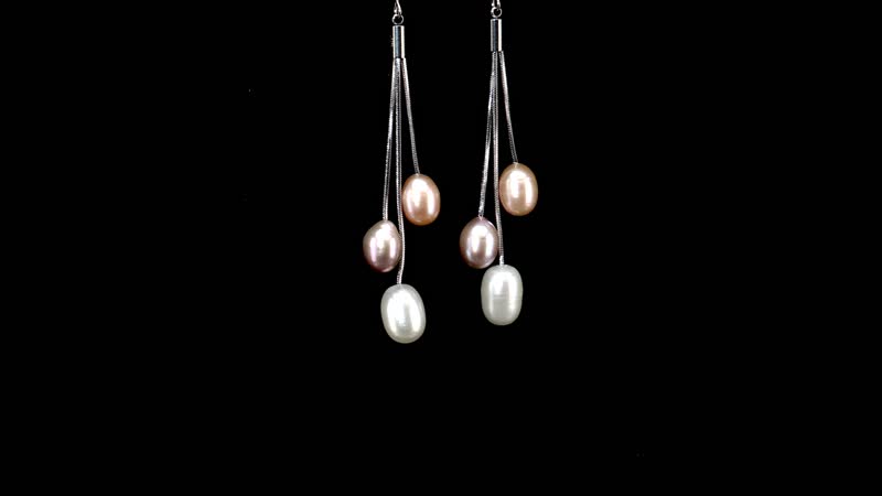 Freshwater Multi Color Pearl (7-9 mm) Drop Earrings in Stainless Steel