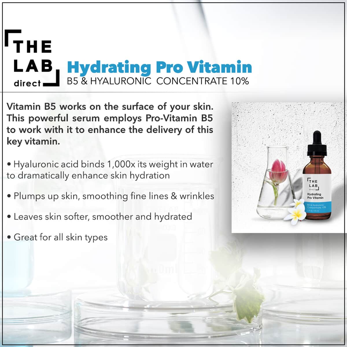 The Lab Direct 24 Hour Hydrating Pro Vitamin B5 Plus HA Serum 1 oz image number 2
