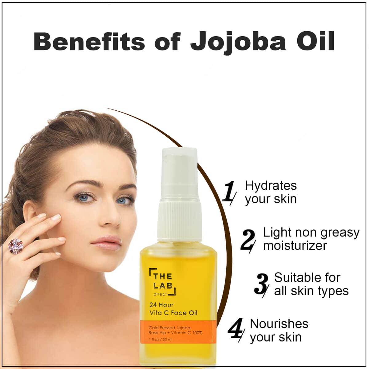 The Lab Direct 24 Hour Moisture Jojoba, Rose Hip, Vitamin C Face Oil 1 fl oz image number 2