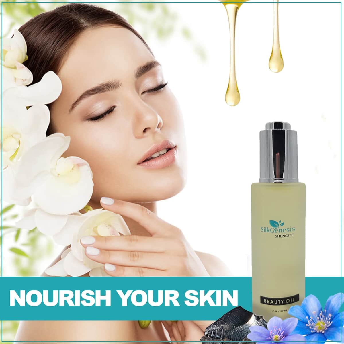 Silk Genesis Shungite Beauty Oil, Oil For Glowing Skin, Dry Skin Moisturizing, Skin Nourishment Oil 2 oz image number 3