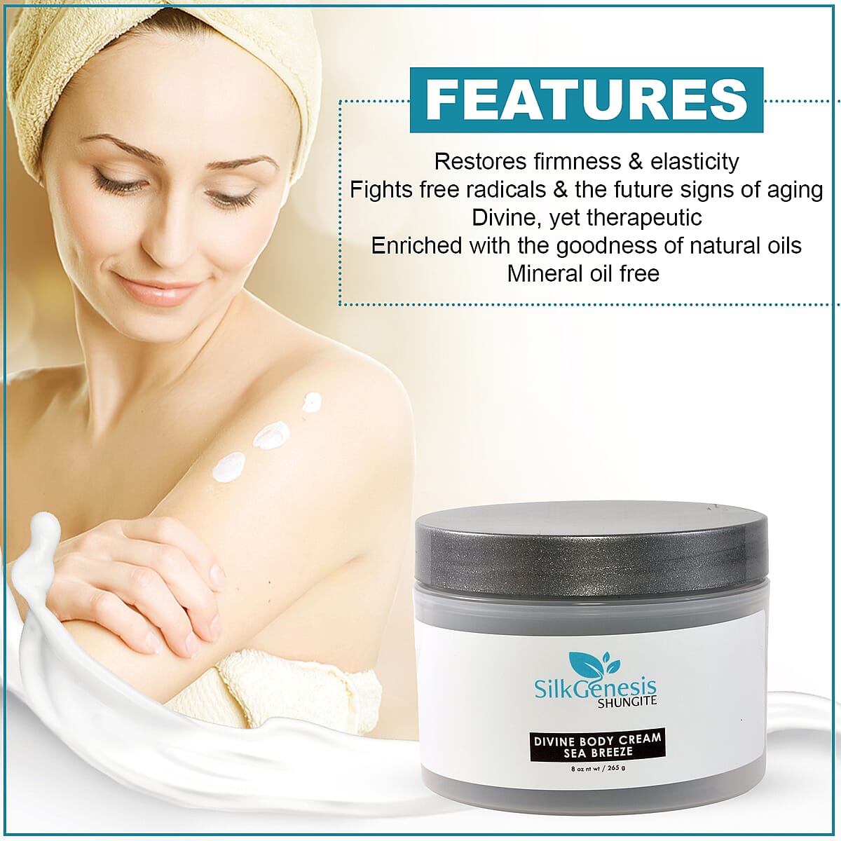 SILK GENESIS Shungite Divine Body Cream -Sea Breeze 8 oz image number 2