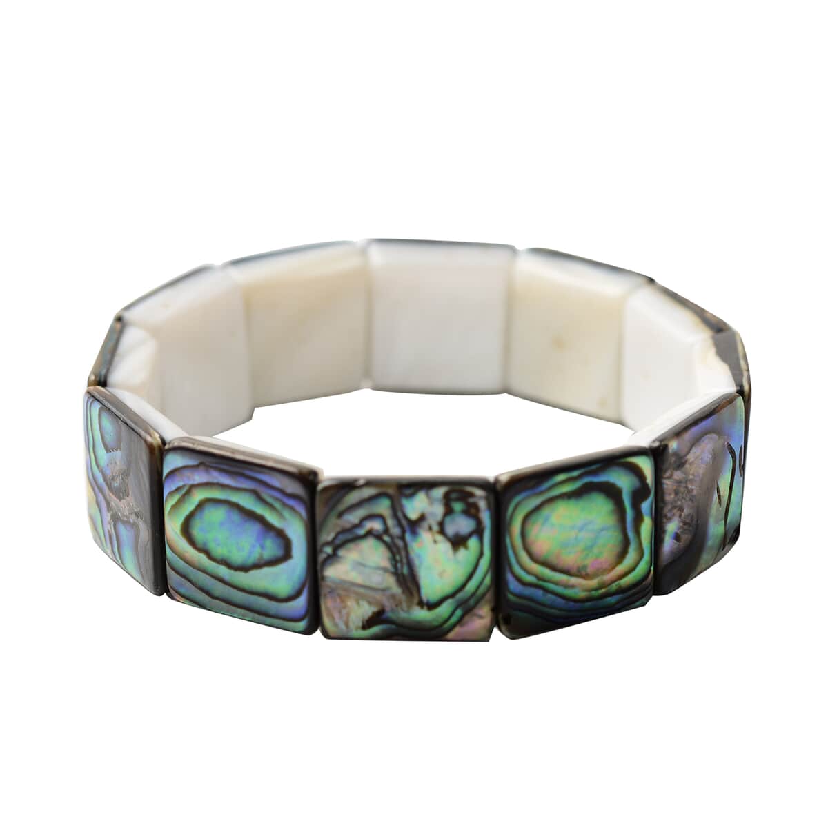 Abalone Shell, Mother of Pearl Reversible Stretch Bracelet image number 0