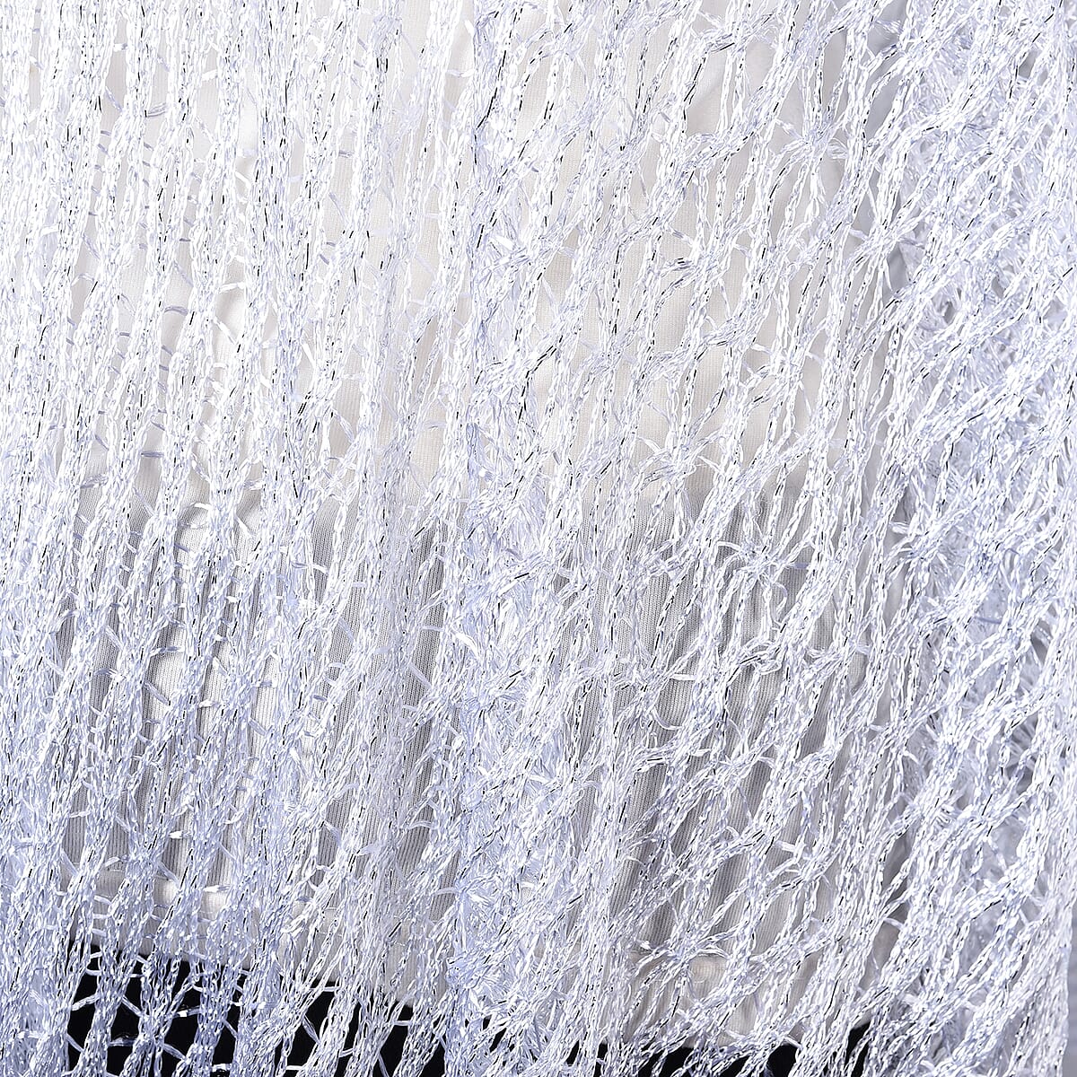 Silver Mesh Poncho with Fringes (One Size Fits Most, Polyester) image number 3