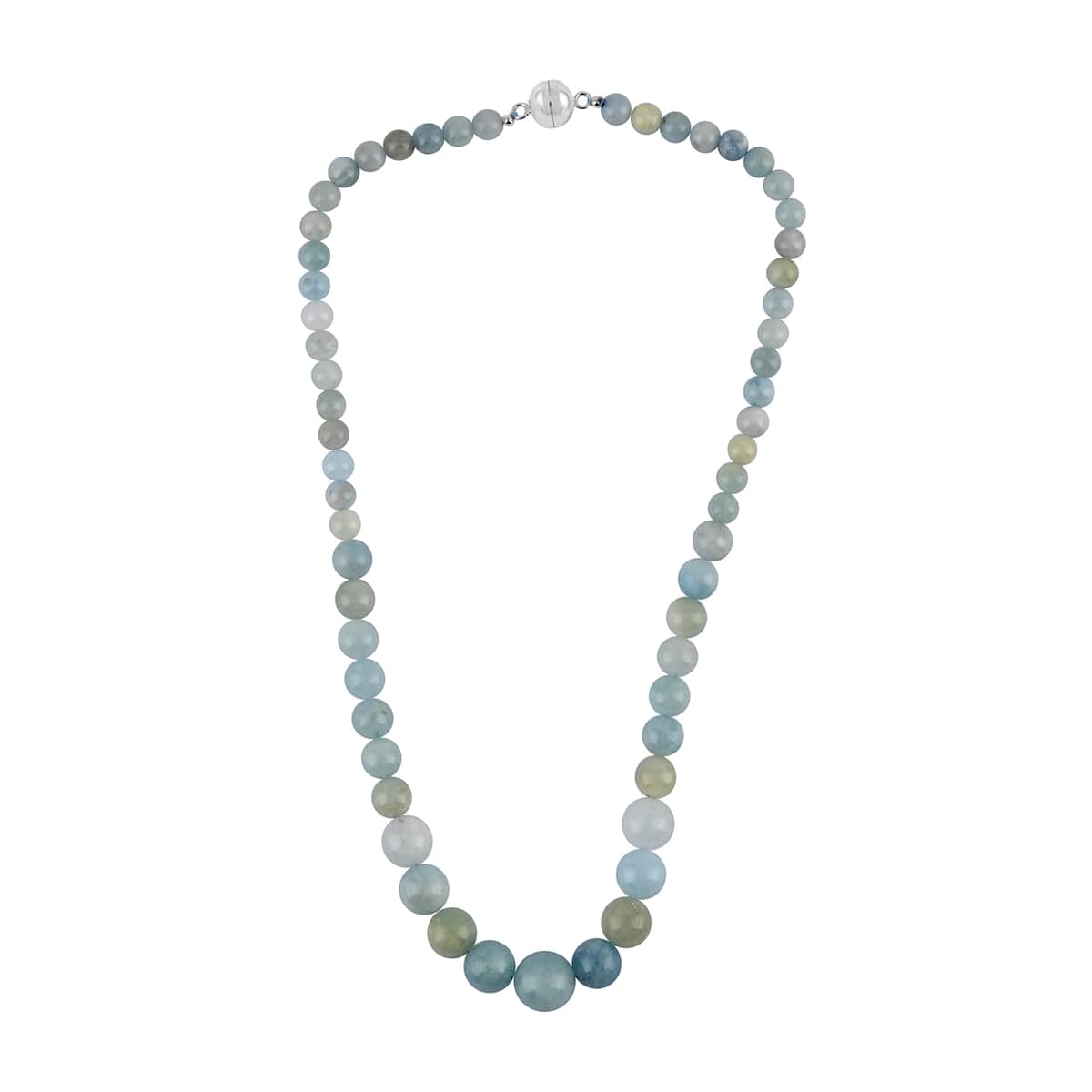 Cheryl Exclusive Pick Multi Aquamarine Beaded Necklace 18 Inches with Magnetic Clasp in Silvertone 197.00 ctw image number 0