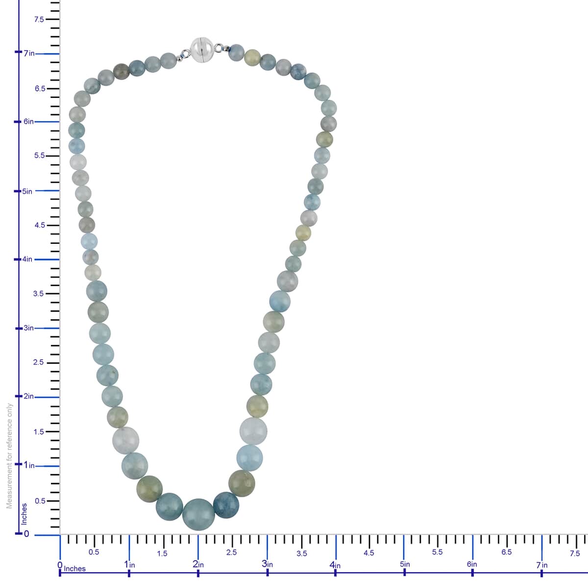 Cheryl Exclusive Pick Multi Aquamarine Beaded Necklace 18 Inches with Magnetic Clasp in Silvertone 197.00 ctw image number 3