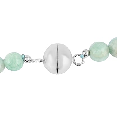 Cheryl Exclusive Pick Amazonite Beaded Necklace 18 Inches with Magnetic Clasp in Silvertone 188.00 ctw