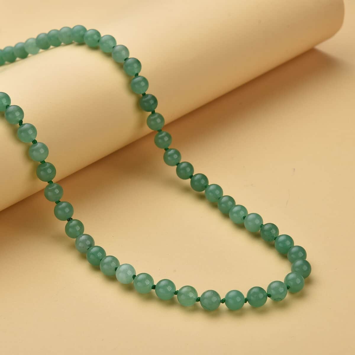 Green Aventurine Beaded Endless Necklace 34 Inches 367.90 ctw image number 1