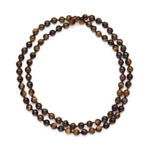 Yellow Tiger's Eye Beaded Endless Necklace 34 Inches 363.85 ctw