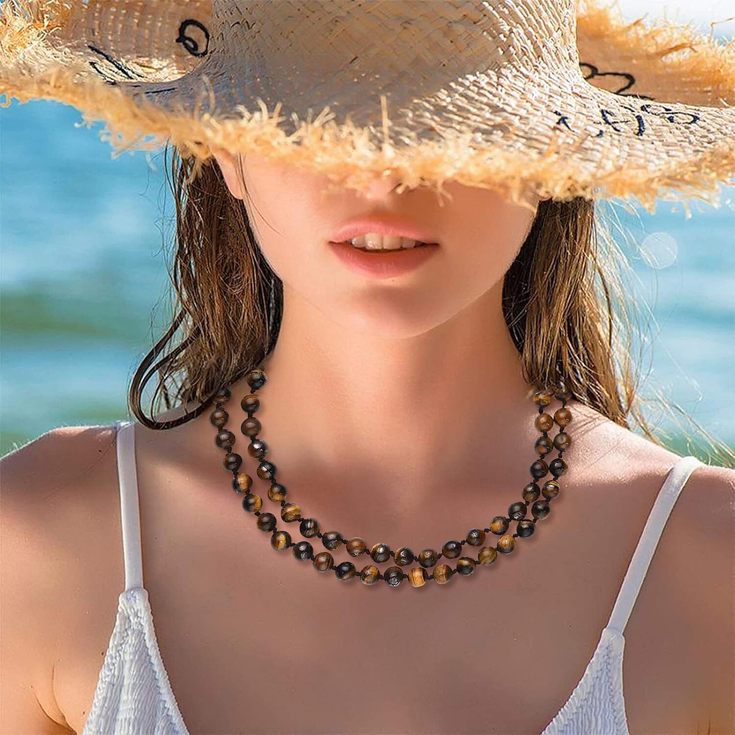Yellow Tiger's Eye Beaded Endless Necklace 34 Inches 363.85 ctw