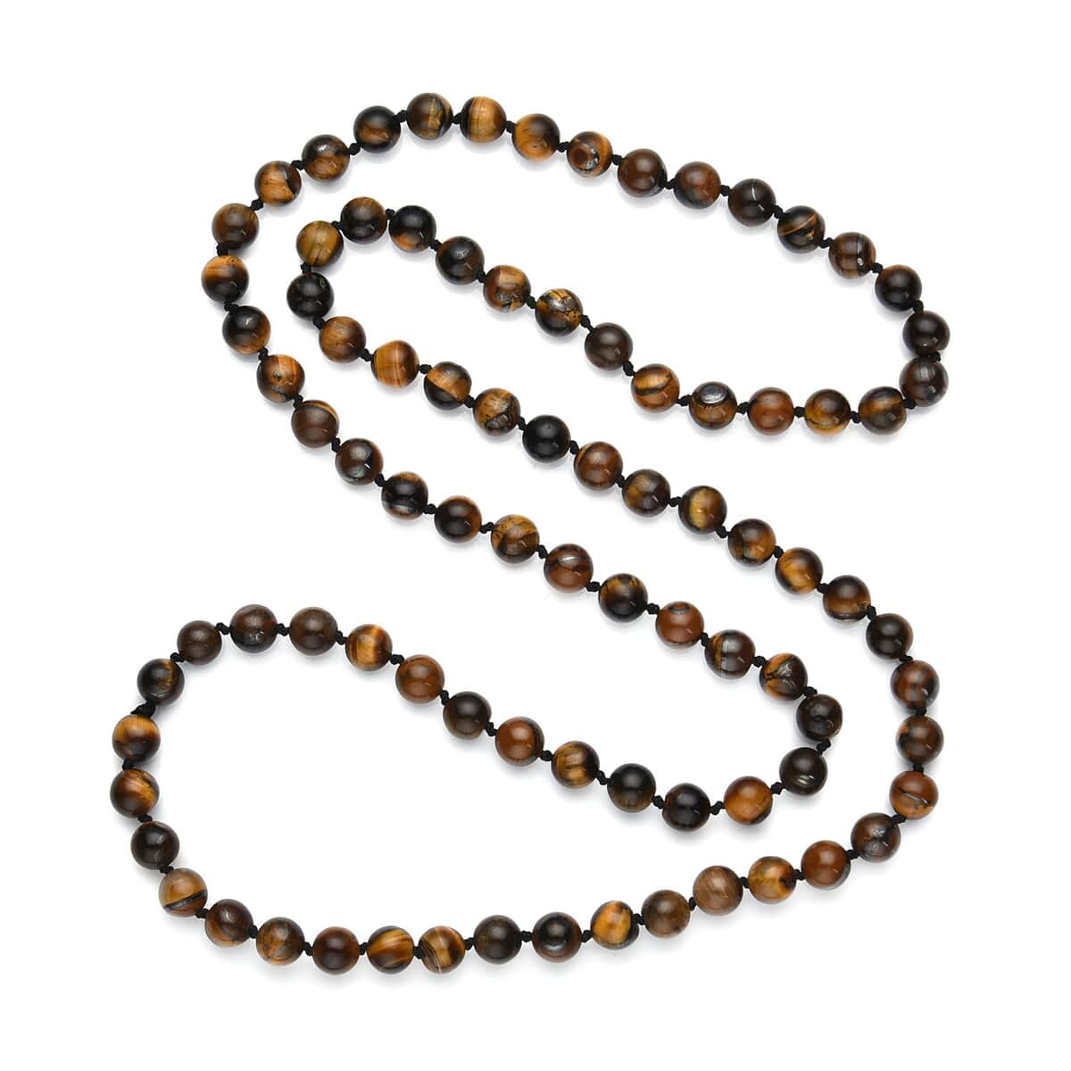 Yellow Tiger's Eye Beaded Endless Necklace 34 Inches 363.85 ctw image number 2