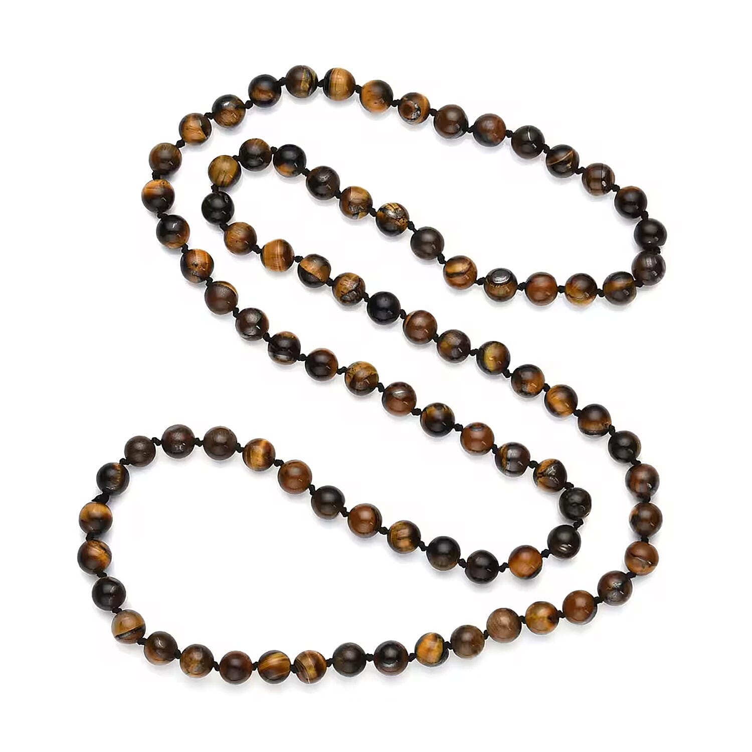 Yellow Tiger's Eye Beaded Endless Necklace 34 Inches 363.85 ctw