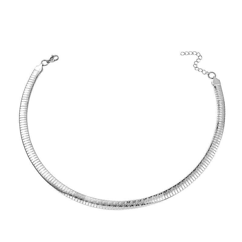Omega Texture Necklace 16 Inches in Stainless Steel 19.35 Grams