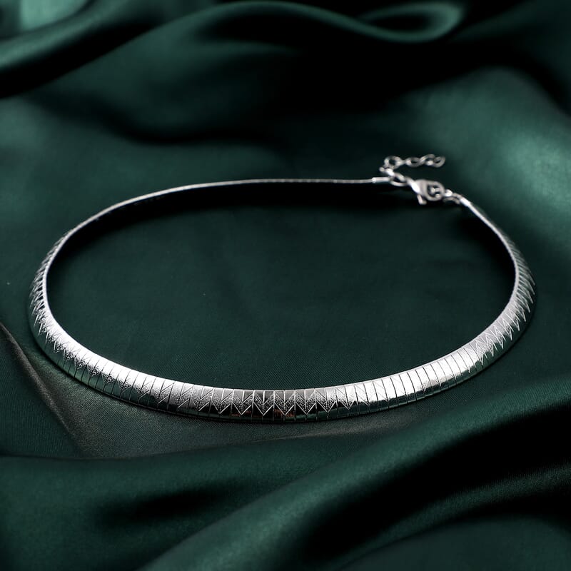 Omega Texture Necklace 16 Inches in Stainless Steel 19.35 Grams