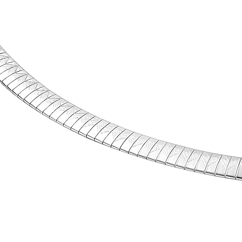 Omega Texture Necklace 16 Inches in Stainless Steel 19.35 Grams
