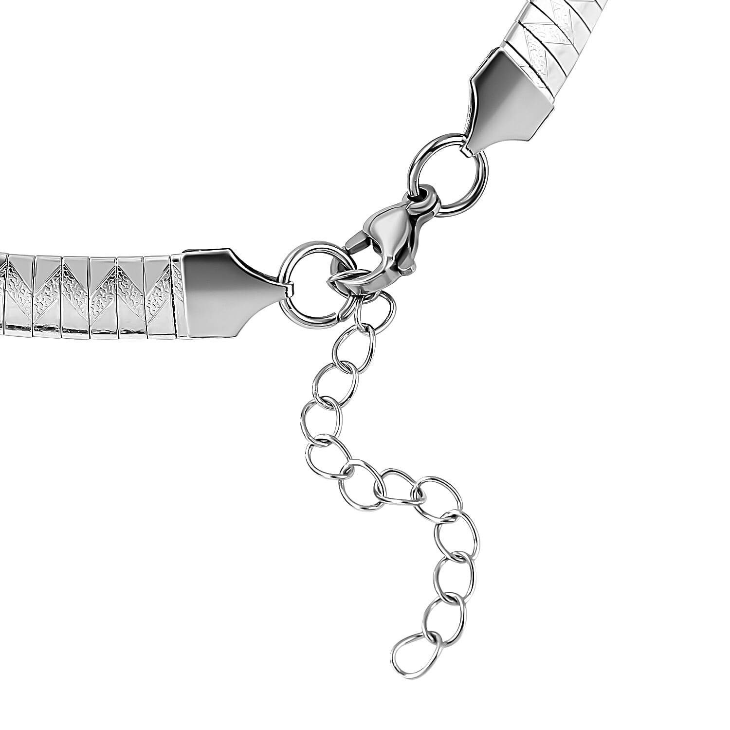 Omega Texture Necklace 16 Inches in Stainless Steel 19.35 Grams