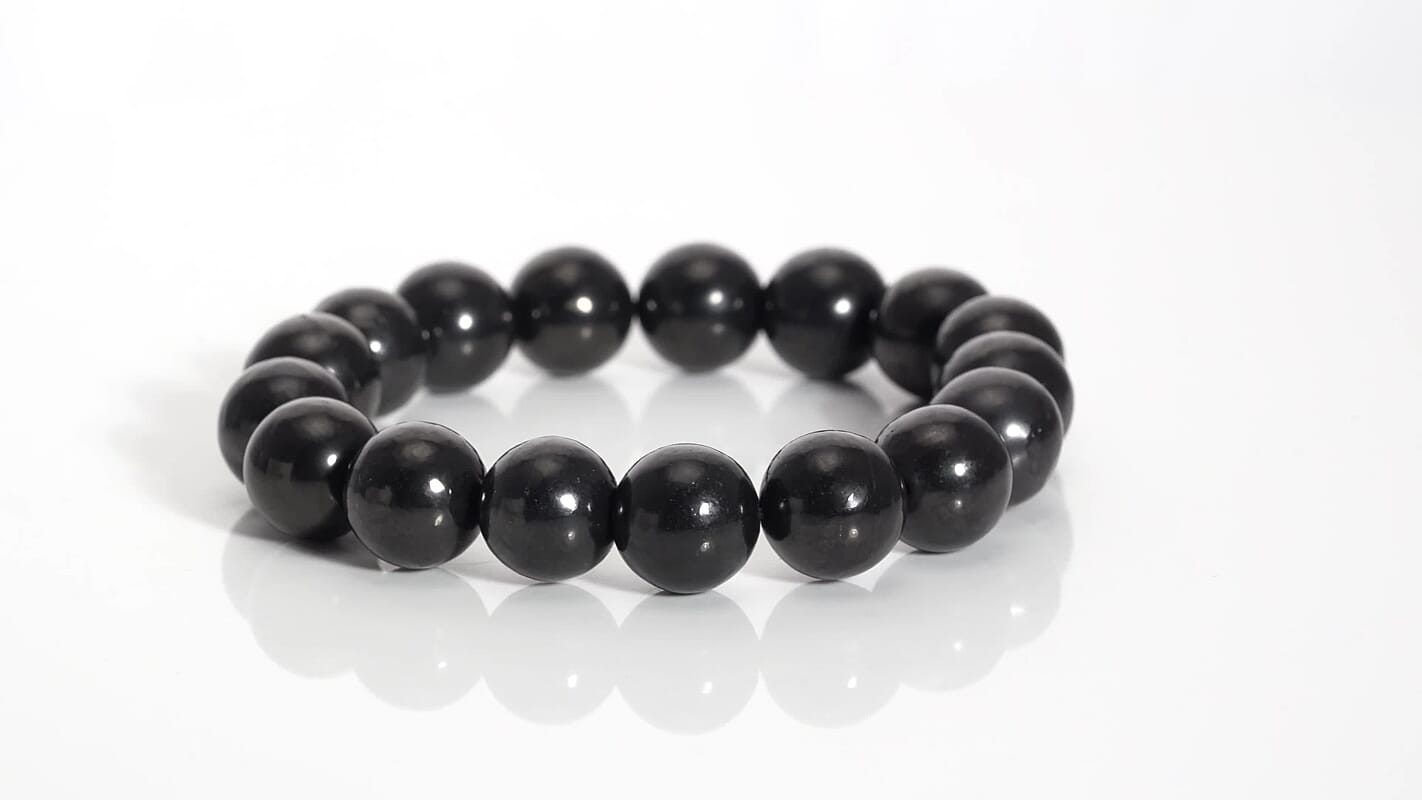 187.30 ctw Shungite 11-13 mm Premium Size Beaded Stretch Bracelet