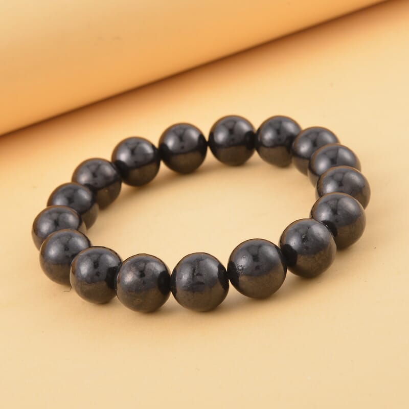 Shungite Beaded Stretch Bracelet 190.00 ctw