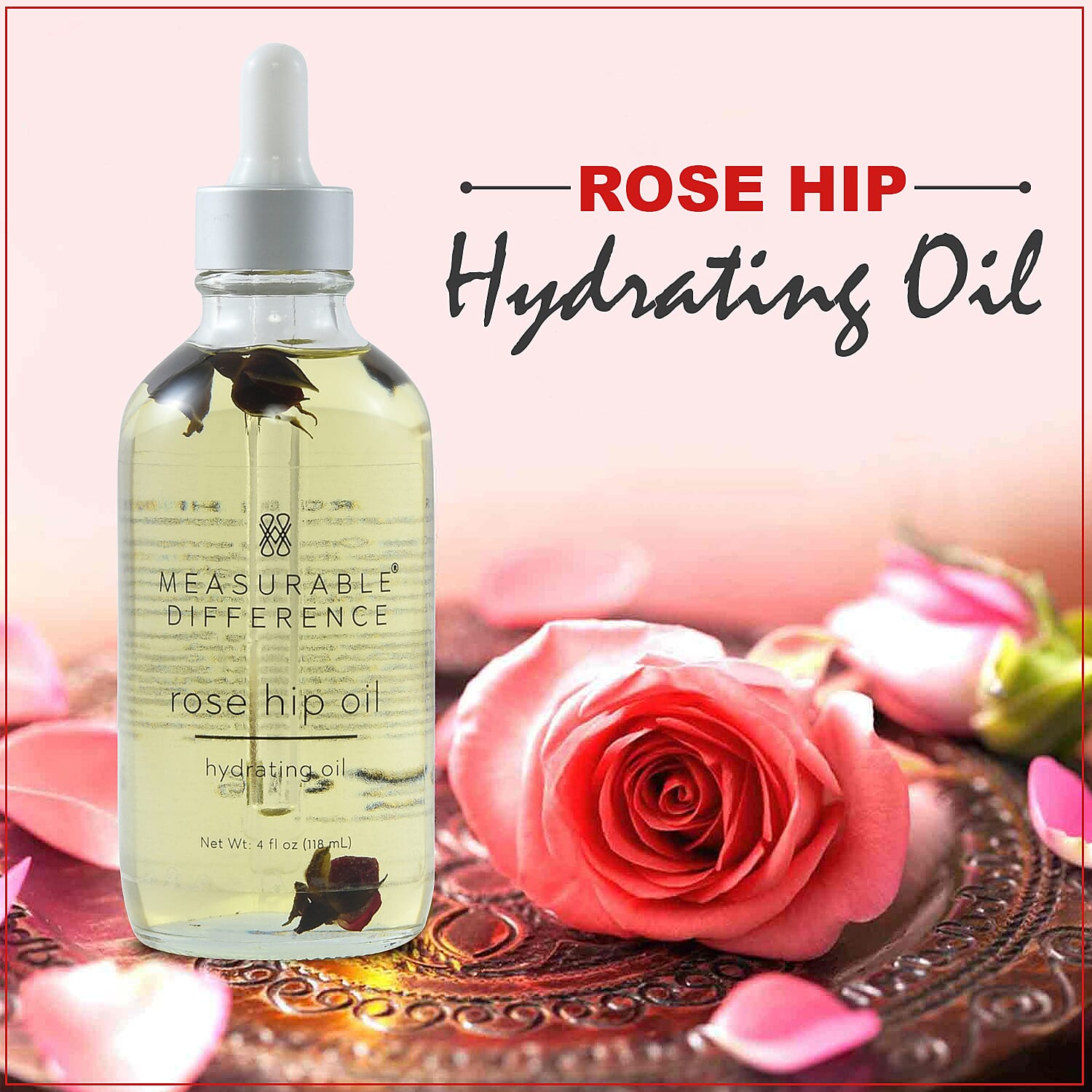 MEASURABLE DIFFERENCE Rose Hip Hydrating Oil 4 fl oz (Made in USA)