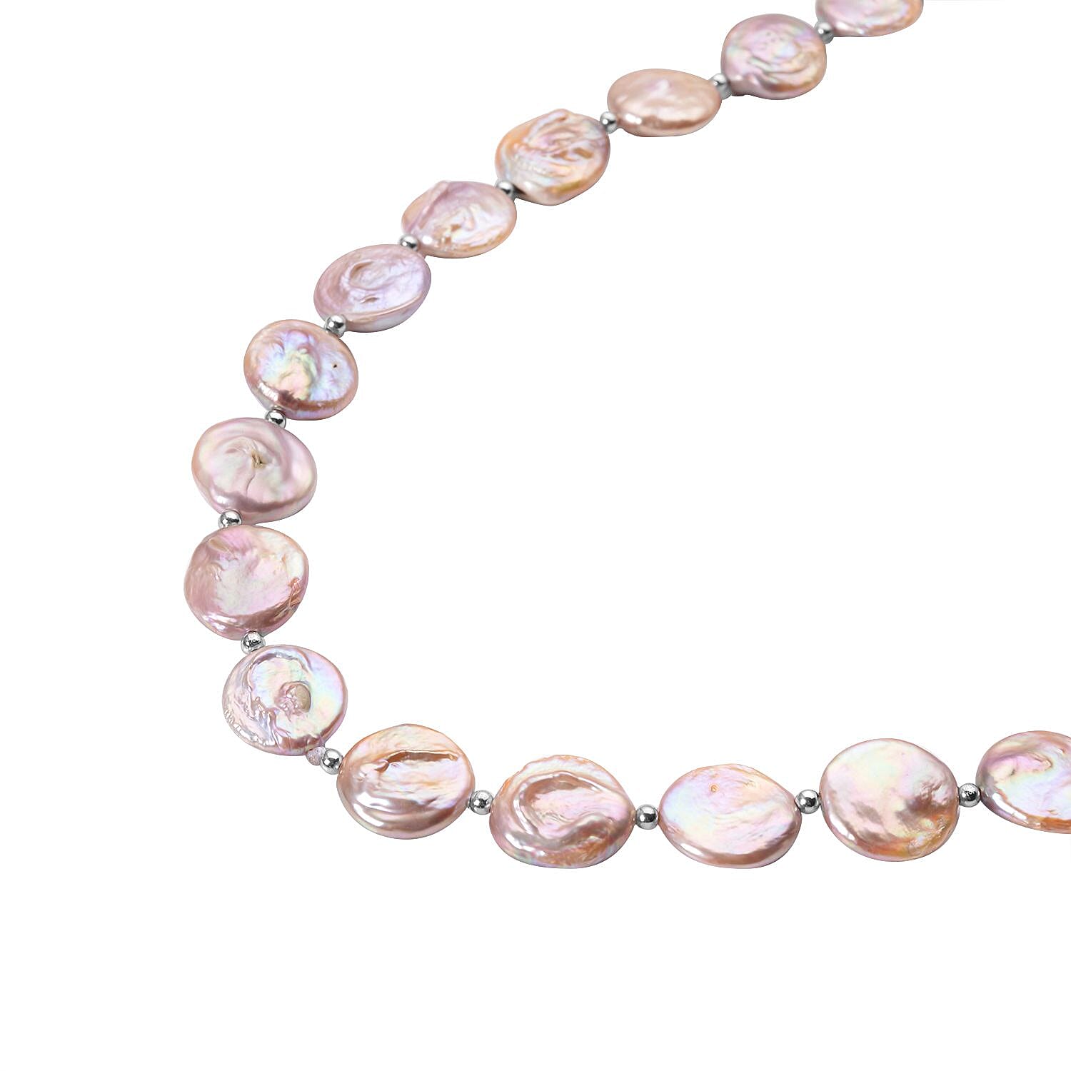 AAA Purple Freshwater Cultured Pearl Necklace, Coin Shape Pearl Necklace, 24 Inch Necklace, Sterling Silver Necklace