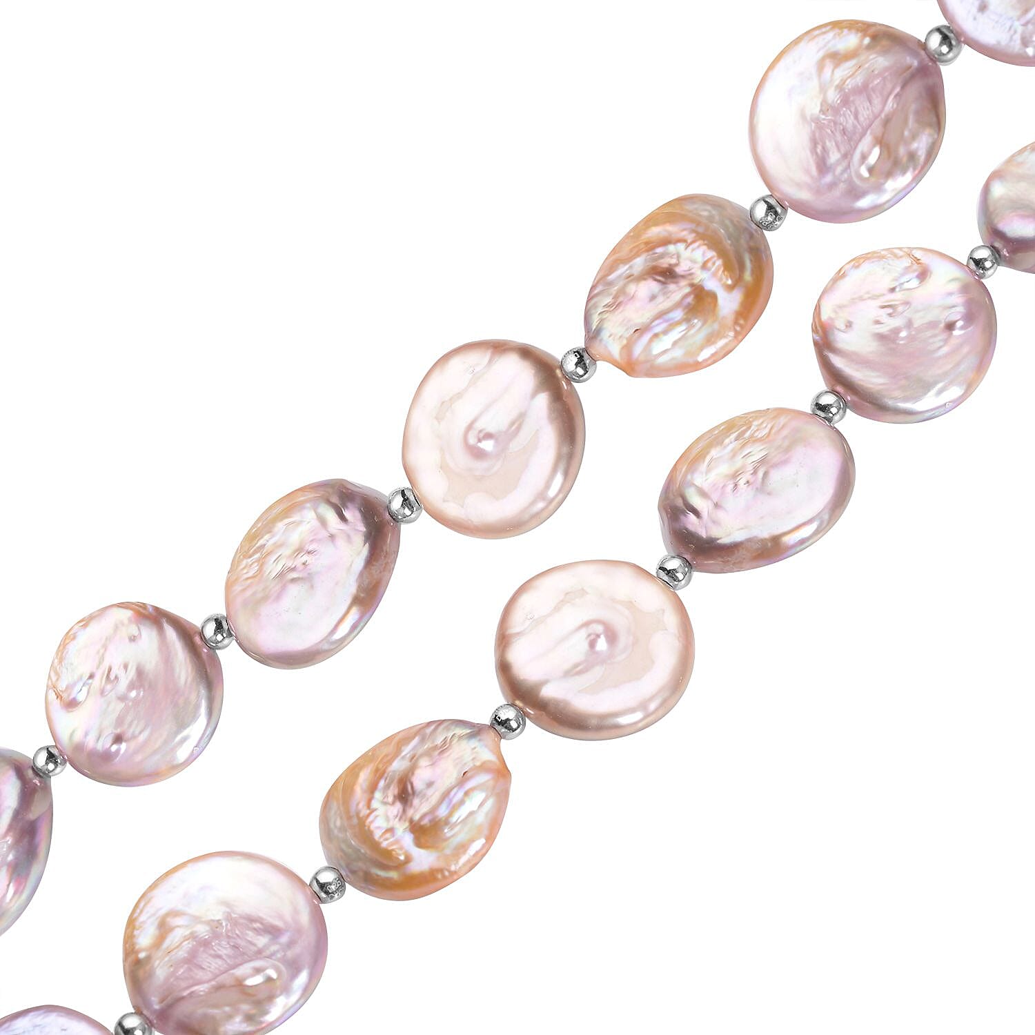 AAA Purple Freshwater Cultured Pearl Necklace, Coin Shape Pearl Necklace, 24 Inch Necklace, Sterling Silver Necklace