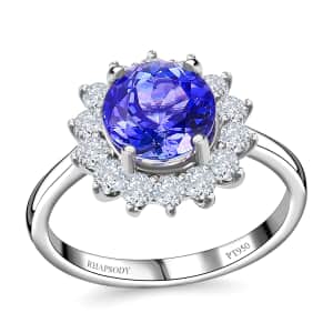 Certified and Appraised Rhapsody 950 Platinum AAAA Tanzanite and E-F VS2 Diamond Ring (Size 10.0) 5.65 Grams 2.75 ctw
