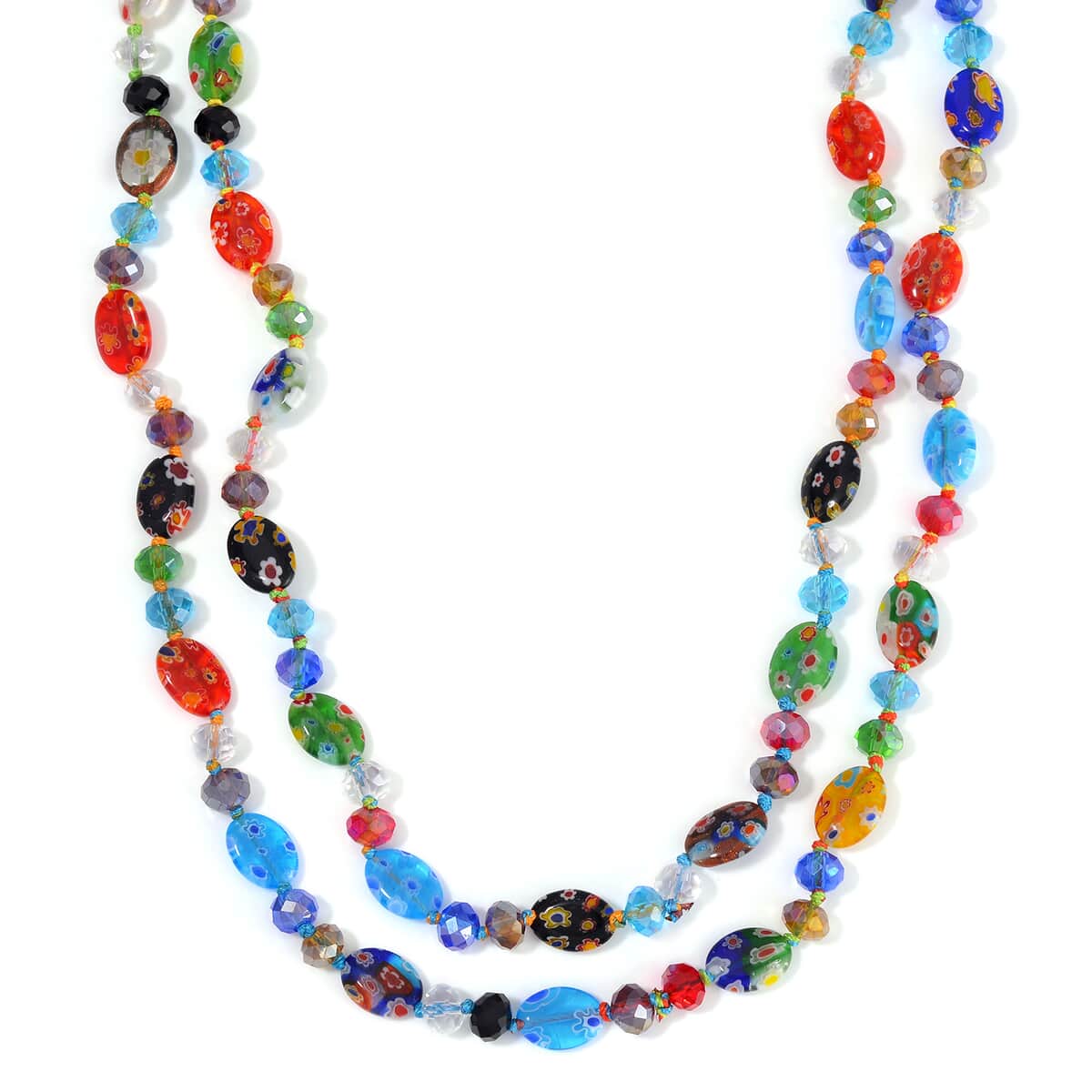 Multi Color Murano Style and Multi Color Glass Beaded Endless Necklace 46 Inches image number 0