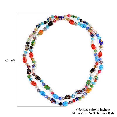 Multi Color Murano Style and Multi Color Glass Beaded Endless Necklace 46 Inches