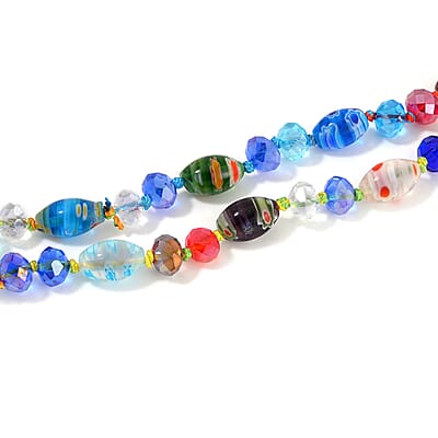 Multi Color Murano Style and Multi Color Glass Beaded Endless Necklace 46 Inches
