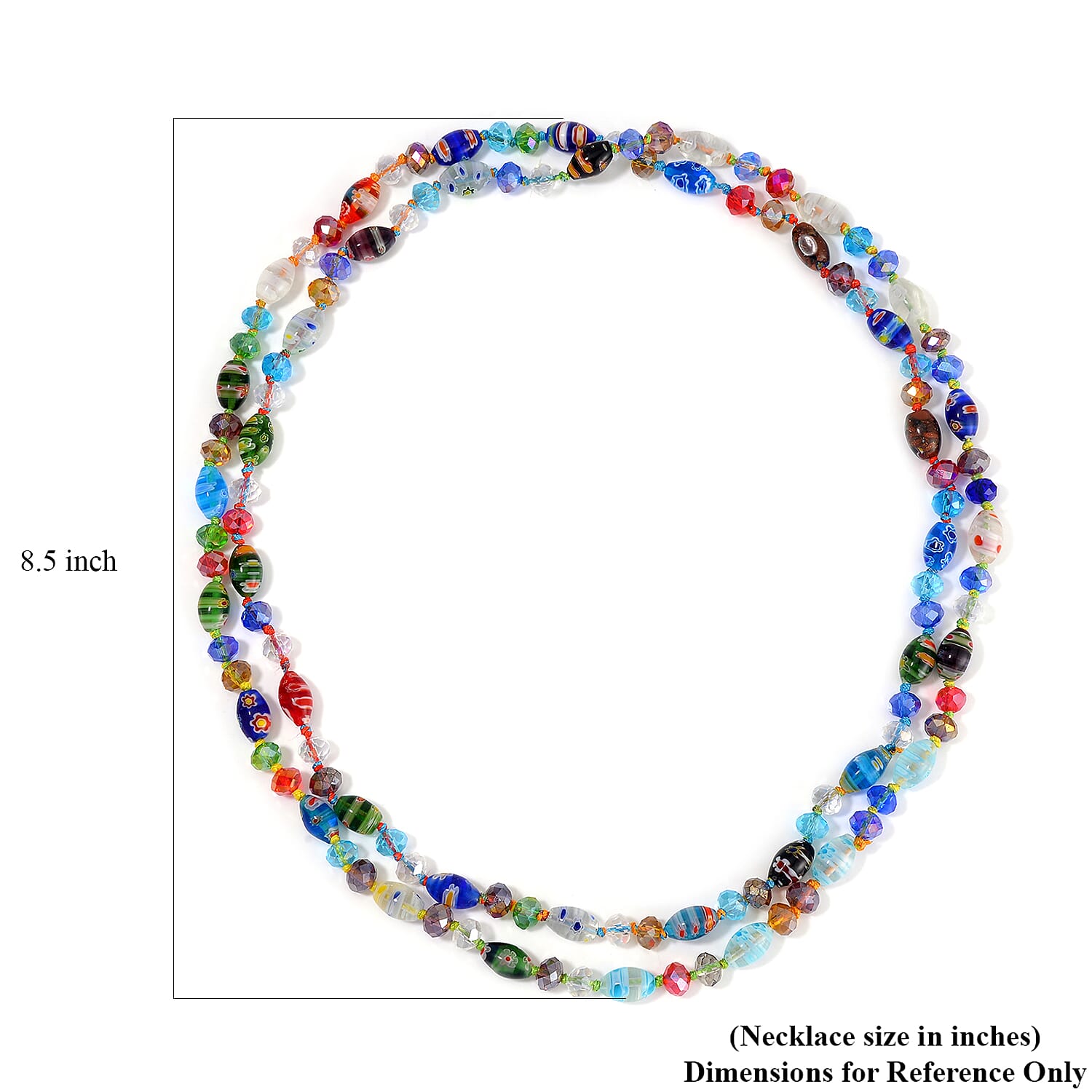 Multi Color Murano Style and Multi Color Glass Beaded Endless Necklace 46 Inches